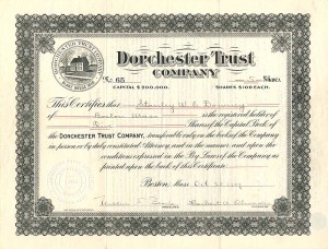 Dorchester Trust Co. - Stock Certificate